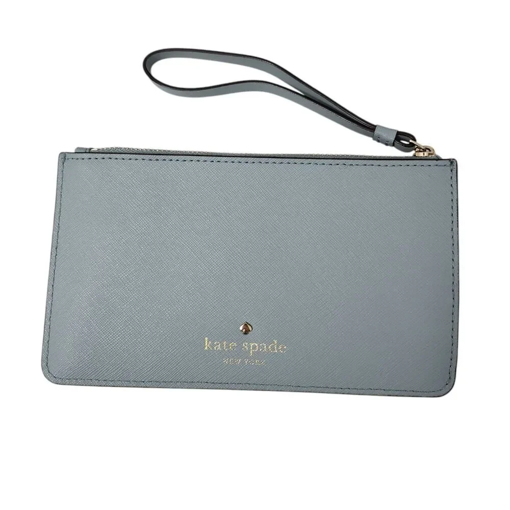 Kate Spade New York Wallet Karolina‎ Leather Wristlet Blue Clutch Cardholder
